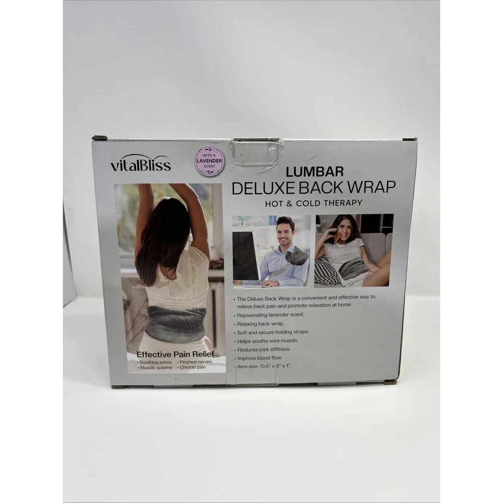 NEW VitalBliss Deluxe Lumbar Back & Cold Therapy wrap w/Lavender scent 13.5
